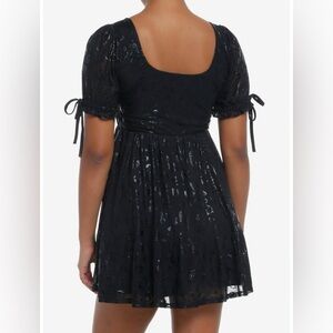 Skeleton butterfly lace up silk dress